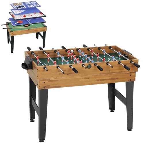 SPORTNOW Mesa Multijuegos 13 en 1 para Adultos Natural Negro