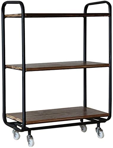 INDIDECOR 45694 MDF Wood Serving Trolley Partition Rack with Wheels 3-Tier Floor-Standing Flower Stand Mobile Dining Car Storage Shelf, Wine Cart, Tea Cart