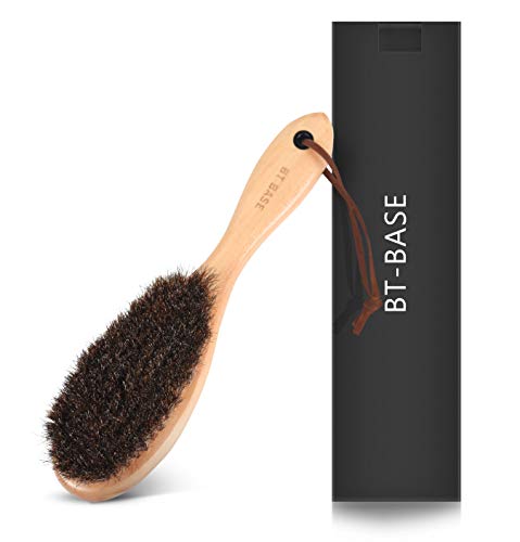 BT-BASE 洋服ブラシ 毛玉取り 天然馬毛100% 静電除去 天然木 靴ブラシ スーツブラシ 埃取り 花粉対策