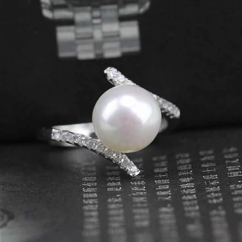 Graceful Wedding Band with Simulated Pearl for Women Shiny Cubic Zirconia Engagement Jewelry