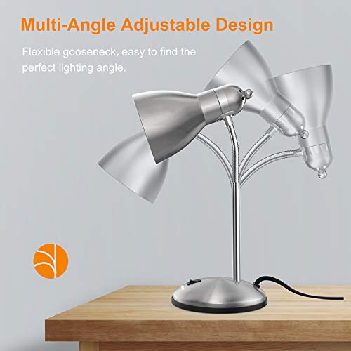 Lepower Metal Desk Lamp, Adjustable Goose Neck Table Lamp, Eye-Caring Study Desk Lamps For Bedroom, Study Room And Office (Silver) #TOP3