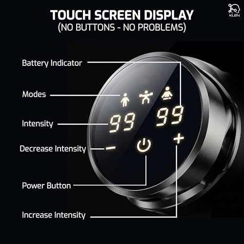 Image of KLEN Massage Gun for Pain Relief Rechargeable Handheld Deep Tissue Percussion Massager with 4 Interchangeable Heads Muscle Relaxation at Gym & Travel (99 Speed Settings)