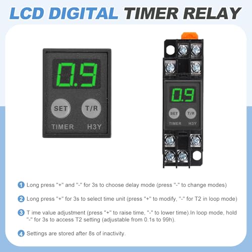 Relais temporisé LCD 12V CC à haute précision avec commande 8 broches - 2
