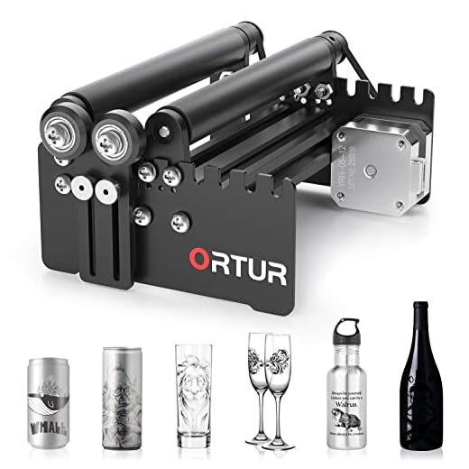 ORTUR Laser Rotary Roller, Engraver Y-axis Rotary Roller Engraving Module for Engraving Cylindrical Objects Cans,Compatible with Most Engraving Machines on The Market, 360° Different Angles.