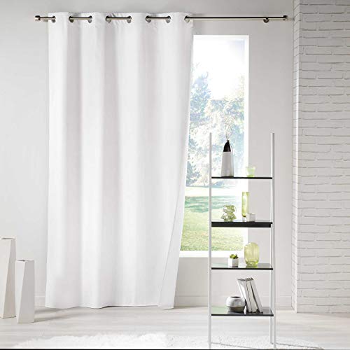 Douceur d'Intérieur Eyelet Curtain 140 x 260 cm Polyester Thermal Icemount White, W 55.1" x L 102.4" (1 Panels)