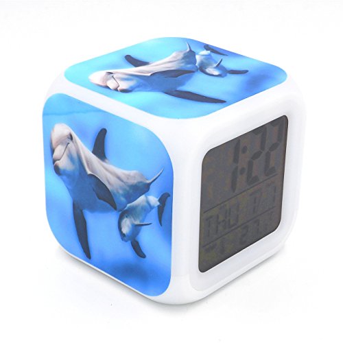 Boyan New Dolphin Family Led Alarm Clock Desk Clock Calendar Snooze Glowing Led Digital Alarm Clock For Unisex Adults Kids Toy Gift #TOP11