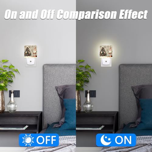 Image of Christmas Tree Night Light,Santa Claus Snowflakes Nightlight Plug into Wall,LED Lamp,Suitable for Bedrooms,Kitchens,Toilets,Etc.Auto Sensor Dusk to Dawn,Energy-Saving