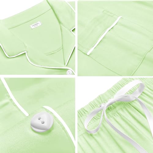 Image of SWOMOG Womens Button Down Pajamas Set Short Sleeve Sleepwear Bride Soft Pj Lounge Sets XS-3XL
