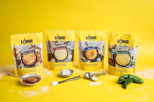 Bundle of Lodge 10.25 Inch Cast Iron Pre-Seasoned Skillet + Lodge Cast Iron Skillet Cornbread (4 Pack) - Variety Pack