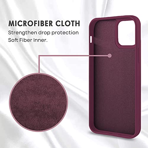 Image of VONZEE Microfiber Candy Case Compatible for iPhone 12 Pro Max 6.7 inch, Shockproof Slim Back Cover Liquid Silicone Case - Wine Red