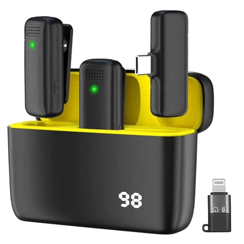 Image of Professional Wireless Mic with Charging Display Case, Noise Canceling Microphone iPhone, and Type C Mobiles for YouTube Video Recording Vlogs Interviews ASMR Podcast (Dual Channel Version)