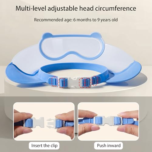 Image of Baby Shower Cap Shield, Shower Cap for Kids, Visor Hat for Eye and Ear Protection for 0-9 Years Old Children, Cute diving goggle Shape Makes The Baby Bath More Fun (Pink)