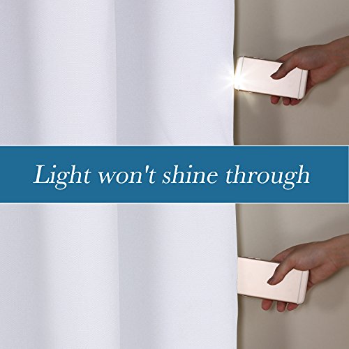 Image of H.VERSAILTEX White Linen Blackout Curtains Durable Thick Textured Linen Look 100% Blackout Patio Door Curtain Anti Rust Grommet Extra Wide Sliding Door Curtain Panel, W100 x L96 inch- Bright White