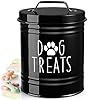 Small Dog Treat Container Airtight 6 Tall X 49 Round Black Dog Treat Jar for Kitchen Counter Rustic Treat Storage Canister for Dogs Cats Small Animals Gifts for Pet Owners