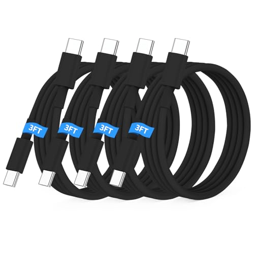 Essri USB C to USB C Cable 3FT for Apple iPhone 16 15 Charger Cord,4Pack 60W C to C Cable Fast Charging Wire for iPhone 16 15 Pro Plus Pro Max iPad Pro/Air MacBook Pro/Air,for Galaxy S24 S23 -Black
