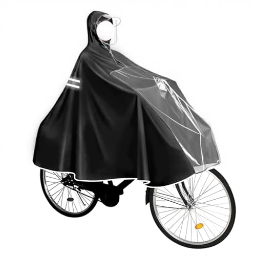 Eruaolytic Regenponcho Fahrrad Damen & Herren – Wasserdichtes XXL Regencape/Fahrradponcho Unisex mit Kapuze & transparentem Sichtfenster, atmungsaktiv mit Reflektorstreifen für Nachtfahrten & Outdoor