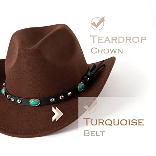 Lisianthus Men & Women Two Tone Western Cowboy Cowgirl Hats Coffee & Khaki #TOP2