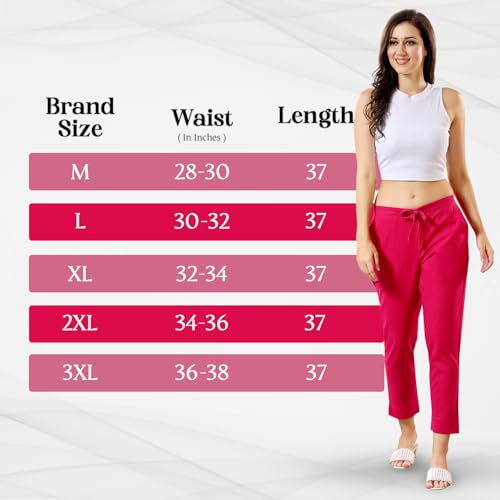 Image of TRASA Ultra Soft Cotton Regular and Plus 8 Colour Cotton Pants for Womens and Girls - Available Sizes : M,L,XL,2XL,3XL,4XL,5XL