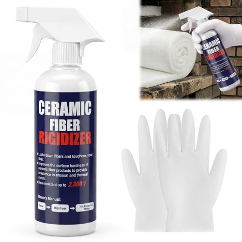 Mysora Rigidizer for Ceramic Fiber Coating 2300F Rated 16 Oz Fiber Insulation Rigidize with White Spray Nozzle & 1 Pair of Nitrile Gloves for Kaowool Surface Hardener Ceramic Blanket Boards Wool
