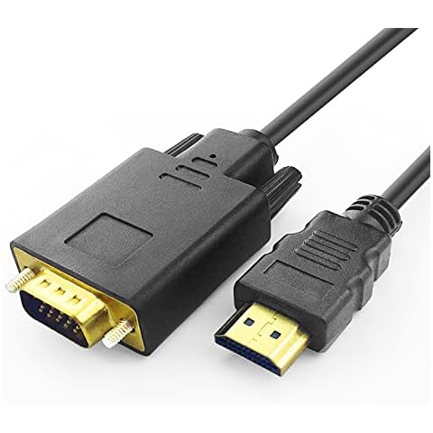 PeoTRIOL HDMI to VGA Cable, 1080P HDMI Male to VGA Male M/M Video Converter Cord VGA Adapter Compatible with HDMI Desktop, Laptop, DVD to 15 Pin D-SUB VGA HDTV Monitor Projector (10 Feet) Cover