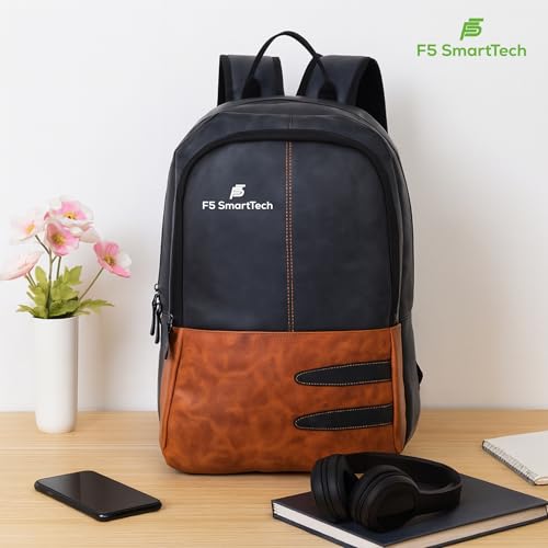 Image of 20L Small Faux Leather Water Resistant Anti Theft Laptop Backpack for 16 Inch Laptop /Backpack for Men /Women (Navy)