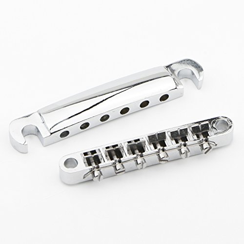 Set Of Chrome Saddle Tune-O-Matic Bridge Tailpiece For Lp Electric Guitar Replacement Parts #TOP1