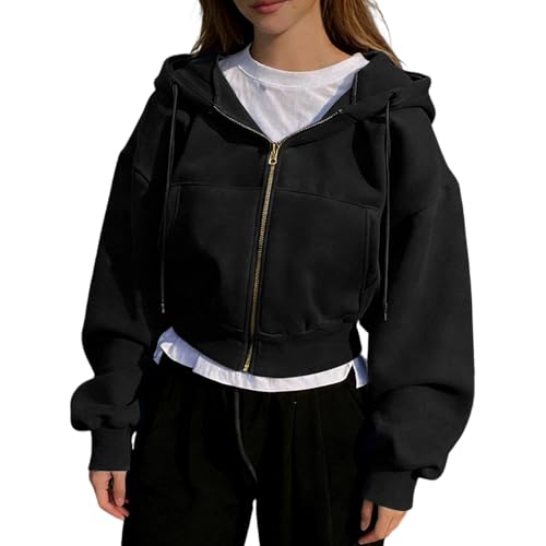 Genérico Sudadera Casual con Capucha de Color sólido para Mujer con Bolsillo de Manga Larga