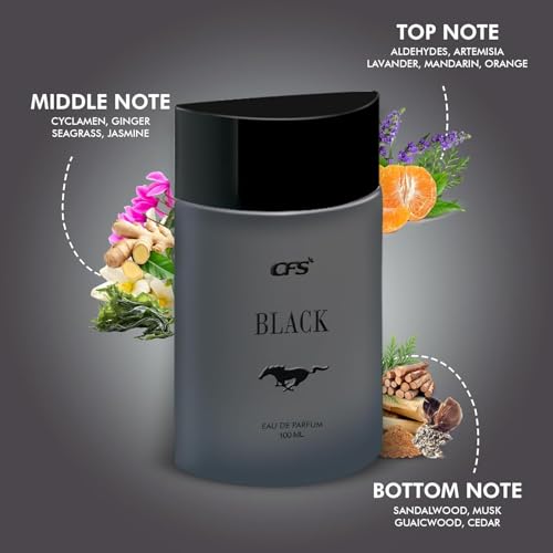 Image of FRASIYON Black Perfume Spray for Men | 100ml | Eau De Parfum with Bold & Long Lasting Fragrance | Premium Apparel Spray |