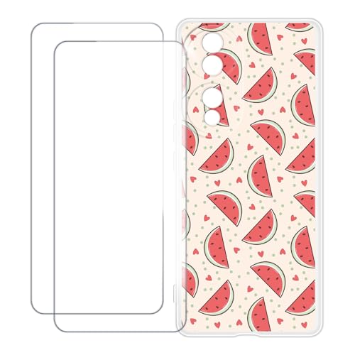 UOGNADGD Compatible con Huawei Honor 70 Funda Personalizada Colorida con 2 Protectores de Pantalla de Cristal Templado – Antigolpes y Antirayaduras (Sandía)