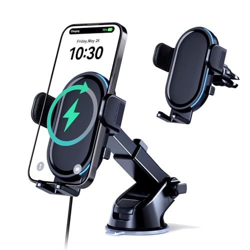 Ugdluck CA026 Wireless Car Charger, Ugdluck 15W/10W/7.5W Car Charger Mount With Led Lights Dashboard Windshield Air Vent Car Phone Holder Fit cover