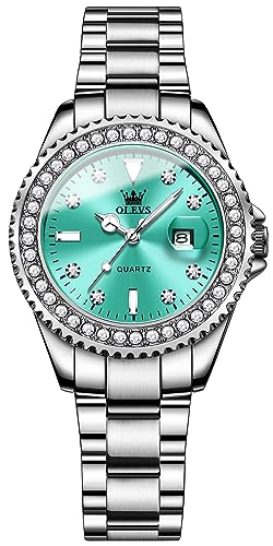 Image of OLEVS Womens Watches Diamond Luxury Dress Gold Wrist Watch Stainless Steel Waterproof Luminous Date