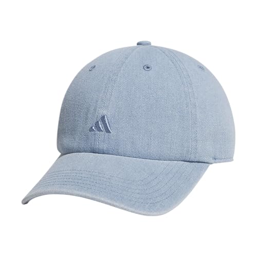 adidas Womens Saturday Hat Relaxed Fit Strapback Baseball Cap Light Blue Denim OSFA