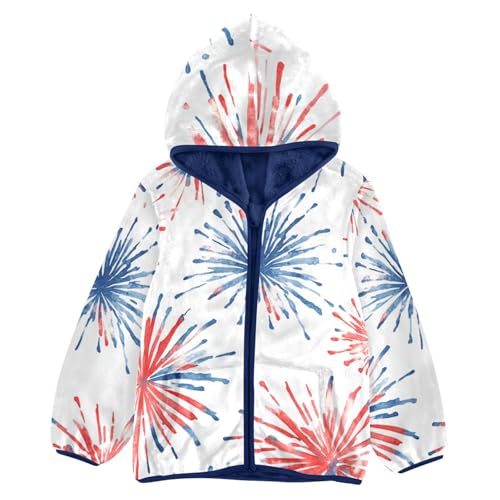 Fireworks Girls Fleece Jacket Girls Fall Jacket Girls Zip Up Hoodie Girls Sherpa Jacket 2-10T