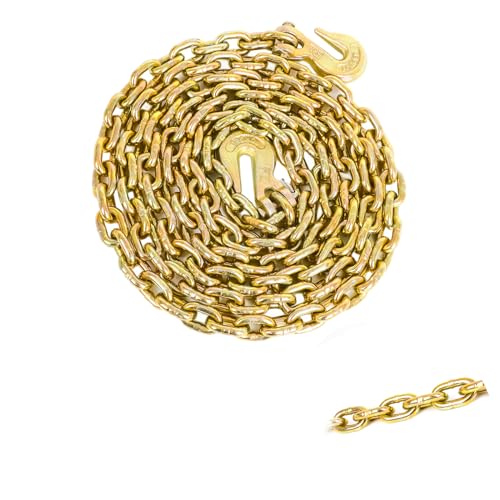 Image of Load Binder Chain,3 /8 inchx10ft Tow Chain with G70 Hooks,5400lbs Safe Working Load,G80 Heavy Duty Chain,Logging Chain for Transporting Towing, Tie Down Binding Equipment