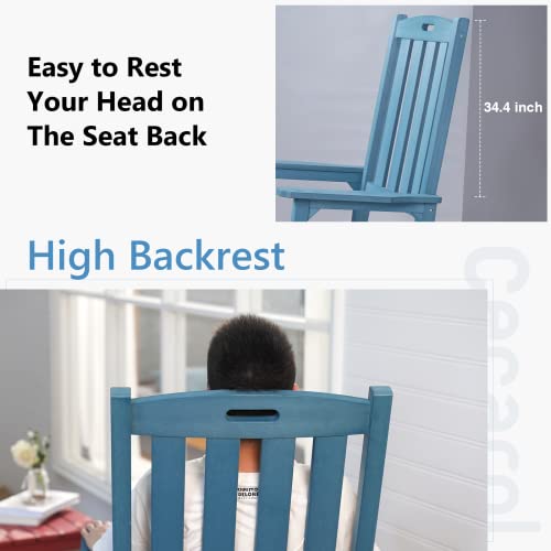 Cecarol Patio Oversized Rocking Chair Outdoor, Weather Resistant, Low Maintenance, High Back Front Porch Rocker Chairs 385Lbs Support Poly Lumber Rocker, Wood-Like Plastic Chair, Blue-Prc01 #TOP7