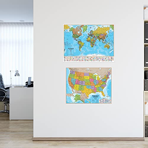 Hemisphere - Hmxx Waypoint Geographic S Blue Oceans Maps - World And Usa Map Two Pack - Poster Size Wall Art - Current Up To Date Geography, Ships Rolled And Laminated #TOP5