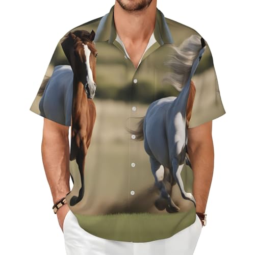 Chemise à manches courtes homme imprimé équestre pour été et plein air