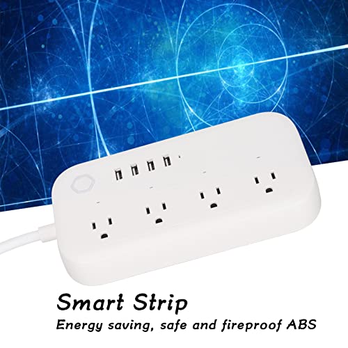 Luqeeg Protector eléctrico Smart Plug con 4 tomas controladas individualmente, 4 puertos USB y control remoto WiFi, material ABS miniatura 3