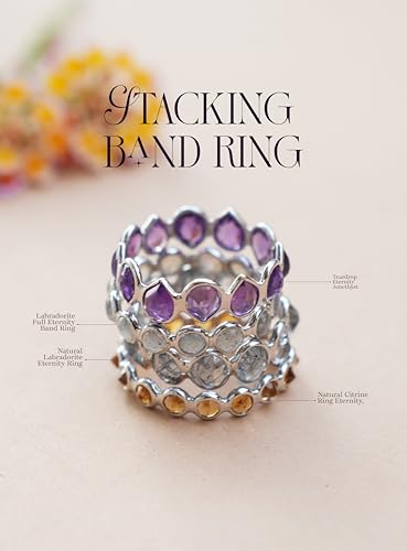 Citrine Gemstone Stacking Eternity Band Ring for Women 925 Sterling Silver Dainty Band Minimalist Jewelry Gift4