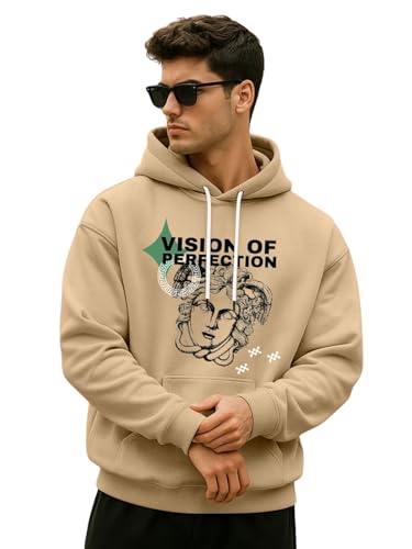 Image of Veirdo Cotton Fleece Regular Fit Full Sleeve Hooded Sweatshirt Front and Back Graphic Printed Jumper Hoodie for Men