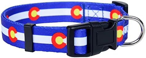 Native Pup Colorado Flag Dog Collar (Colorado Blue, Small)