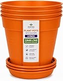 Mintra Garden Pots, 4 Pack Bulk Plastic Plant Pots with...