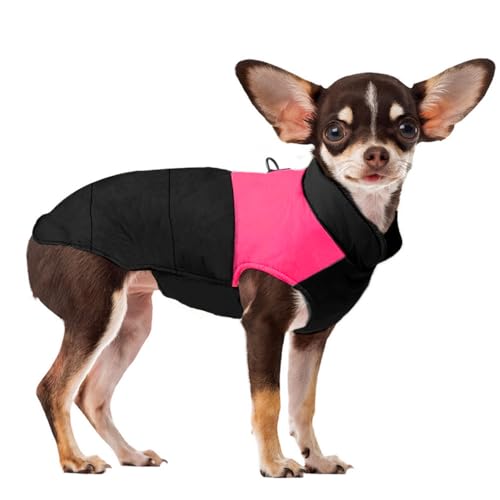 Voarge Winter Warm Pet Hund Kleidung, wasserdichte Hundemanteljacke, Haustier Kleidung Winterjacke Hunde Mantel für Kleine Mittlere Große Hunde (Rosa, S)