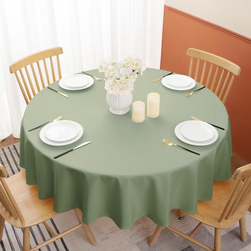 Softalker grüne Tischdecke abwaschbar rund 200 cm groß Outdoor wetterfest abwaschbar Runde XXL Tischdecken Table Cloth Tablecloth Gartentischdekce für große Terrasse,Gartenparty,BBQ,Sommer,Draußen