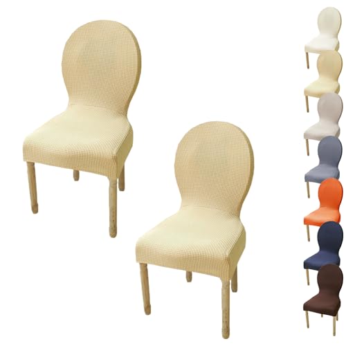 KCCRHIN Housse De Chaise avec Dossier Rond 6/4/2 Pièces Housse De Chaise De Salle À Manger Housse Chaise De Mariage Housse De Chaise Extensible Protecteur De...