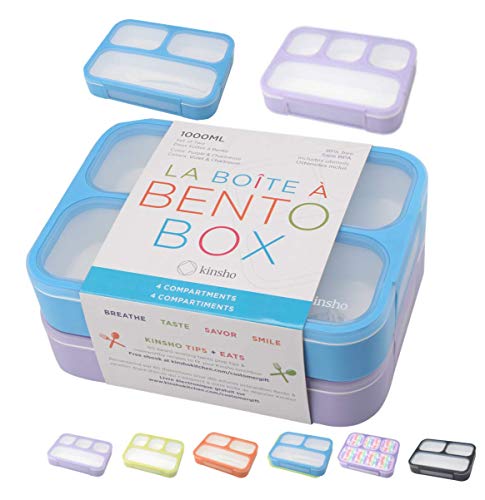 Bento-Lunchboxen für Teenager, Erwachsene, Damen, Jungen, Grau / Schwarz Blau Violett groß 2er-Pack Cover
