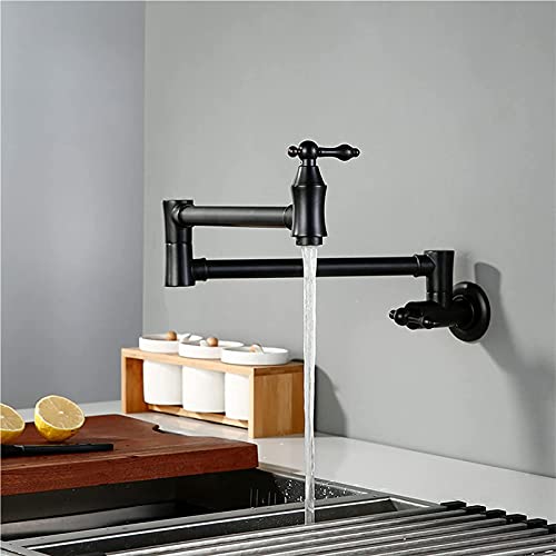 Robinet de remplissage de pot mural noir et extensible pour évier de cuisine