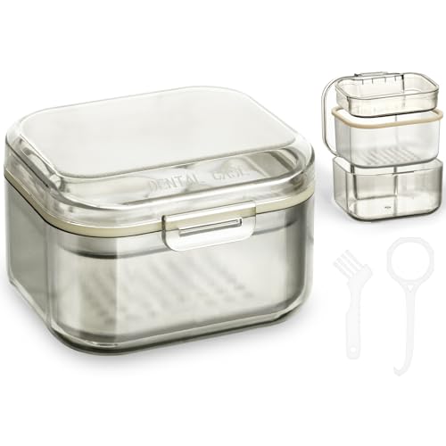 ACWOO Caja de Dentadura Postiza, Caja De Dientes Dentadura, Caja de Baño para Dentaduras, Caja de Almacenamiento de Dentaduras Postizas, Para Limpieza De Almacenamiento De Dientes Postizos