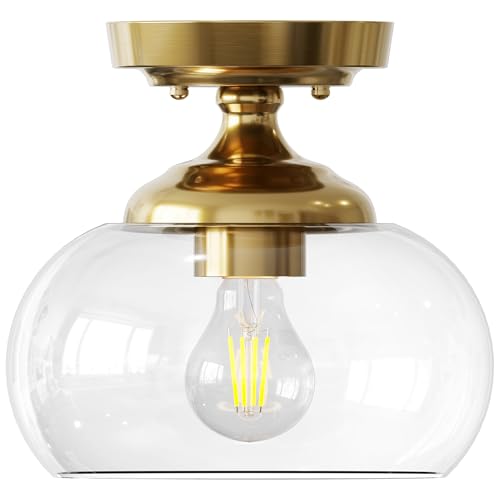 Image of VONLUCE Industrial Semi Flush Mount Ceiling Light, Brushed Gold