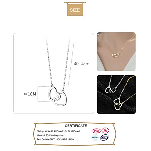 Collier de Double Coeur en Argent Sterling 925 Authentique pour Femmes Romantiques - 3